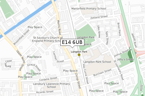 E14 6UB map - large scale - OS Open Zoomstack (Ordnance Survey)