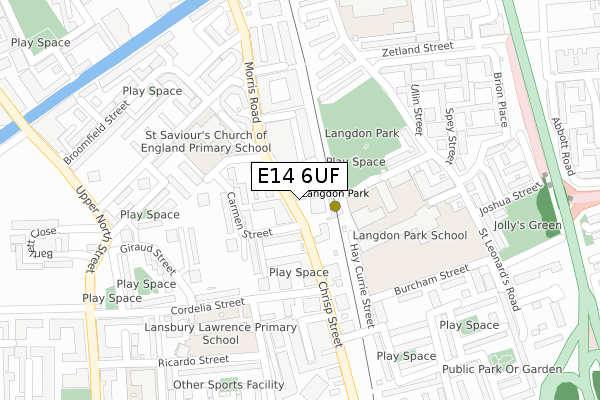 E14 6UF map - large scale - OS Open Zoomstack (Ordnance Survey)