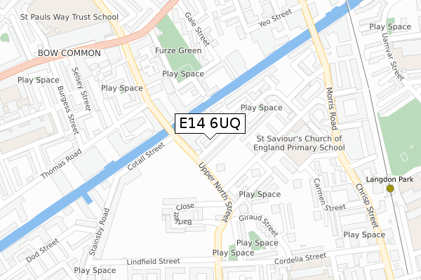 E14 6UQ map - large scale - OS Open Zoomstack (Ordnance Survey)