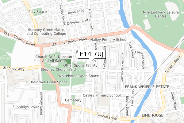 E14 7UJ map - large scale - OS Open Zoomstack (Ordnance Survey)