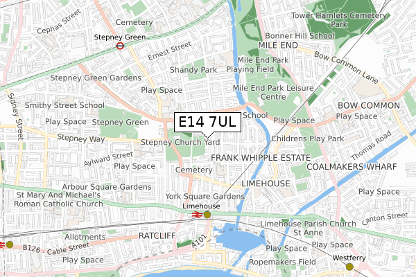 E14 7UL map - small scale - OS Open Zoomstack (Ordnance Survey)