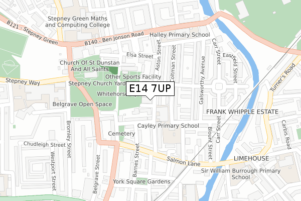 E14 7UP map - large scale - OS Open Zoomstack (Ordnance Survey)