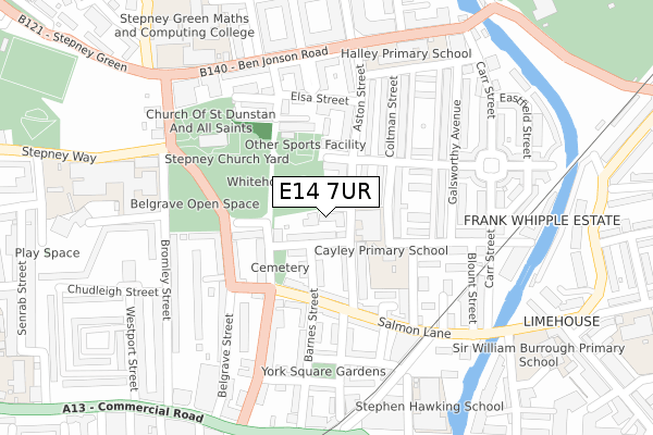 E14 7UR map - large scale - OS Open Zoomstack (Ordnance Survey)