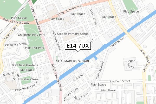 E14 7UX map - large scale - OS Open Zoomstack (Ordnance Survey)