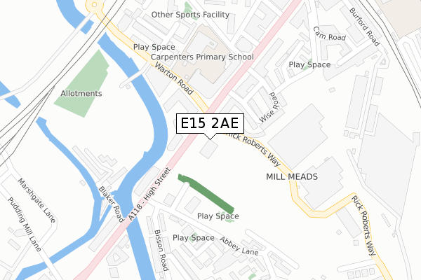 E15 2AE map - large scale - OS Open Zoomstack (Ordnance Survey)