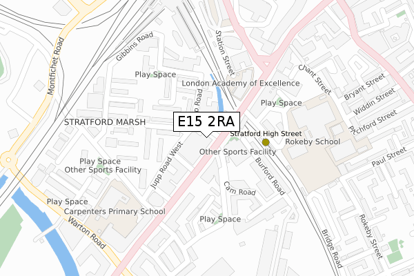 E15 2RA map - large scale - OS Open Zoomstack (Ordnance Survey)