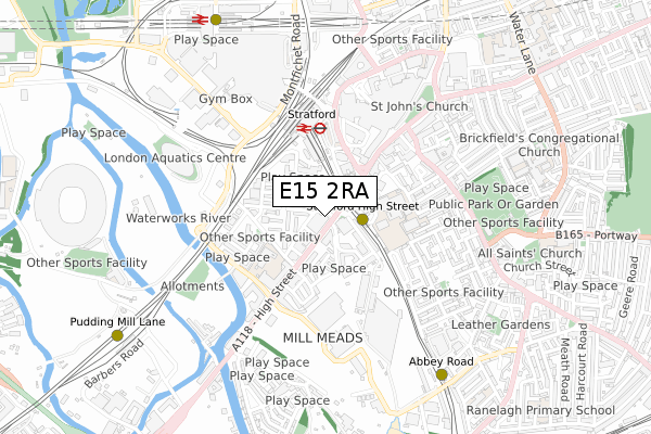 E15 2RA map - small scale - OS Open Zoomstack (Ordnance Survey)