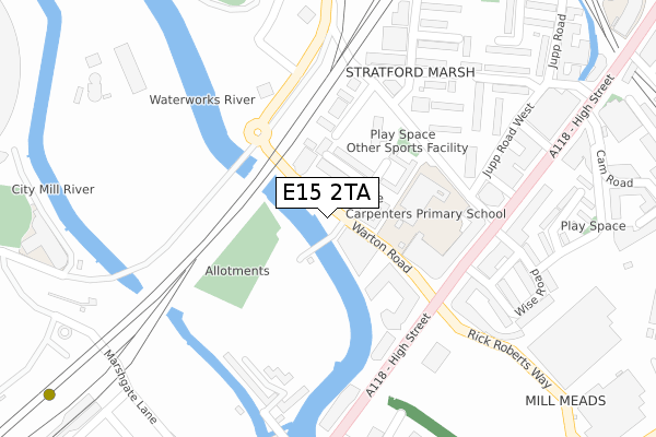 E15 2TA map - large scale - OS Open Zoomstack (Ordnance Survey)