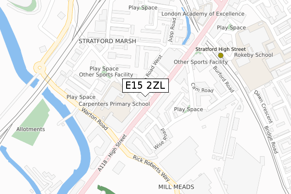 E15 2ZL map - large scale - OS Open Zoomstack (Ordnance Survey)