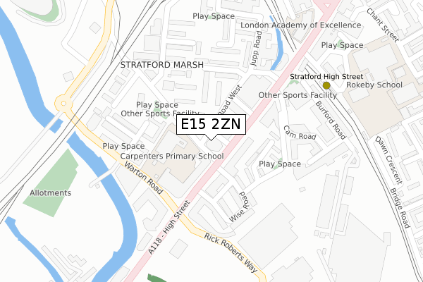 E15 2ZN map - large scale - OS Open Zoomstack (Ordnance Survey)