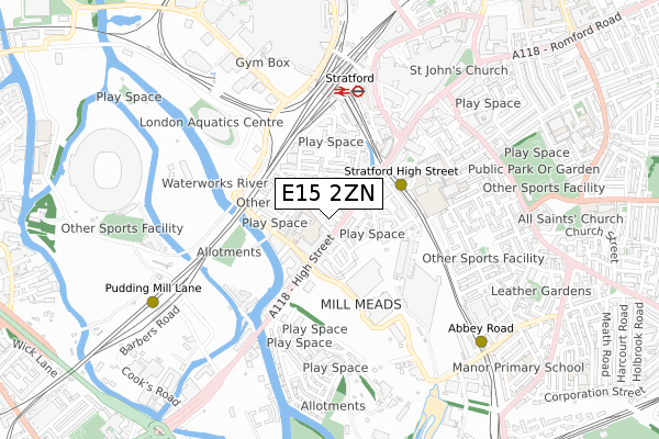 E15 2ZN map - small scale - OS Open Zoomstack (Ordnance Survey)