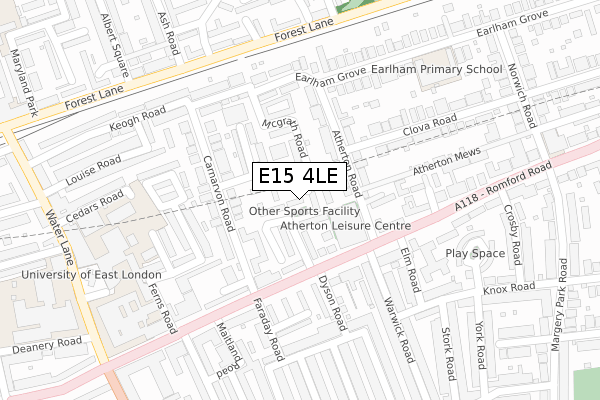 E15 4LE map - large scale - OS Open Zoomstack (Ordnance Survey)