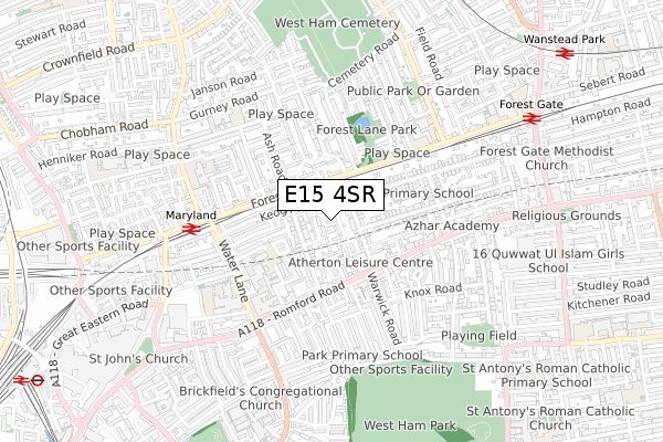 E15 4SR map - small scale - OS Open Zoomstack (Ordnance Survey)