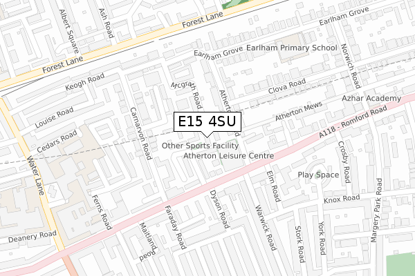 E15 4SU map - large scale - OS Open Zoomstack (Ordnance Survey)