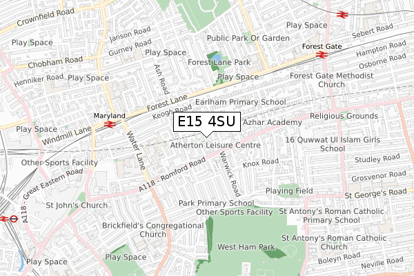 E15 4SU map - small scale - OS Open Zoomstack (Ordnance Survey)