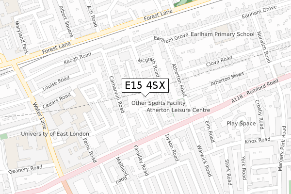 E15 4SX map - large scale - OS Open Zoomstack (Ordnance Survey)