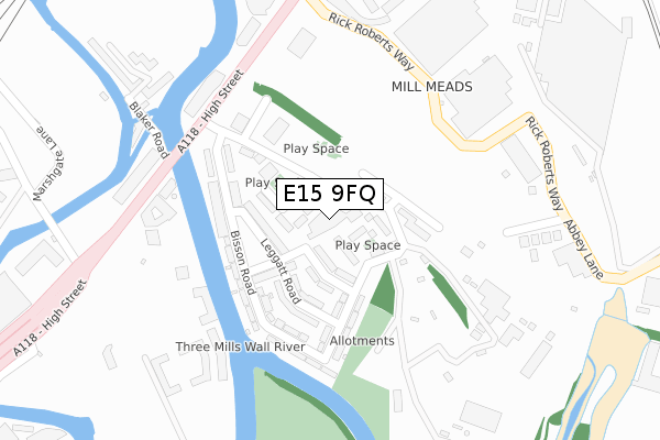 E15 9FQ map - large scale - OS Open Zoomstack (Ordnance Survey)