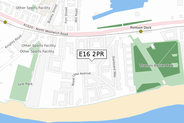 E16 2PR map - large scale - OS Open Zoomstack (Ordnance Survey)