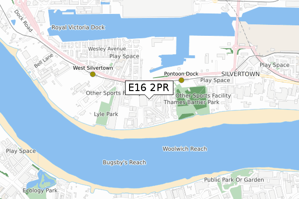 E16 2PR map - small scale - OS Open Zoomstack (Ordnance Survey)