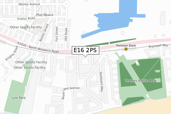 E16 2PS map - large scale - OS Open Zoomstack (Ordnance Survey)