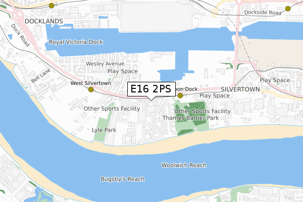 E16 2PS map - small scale - OS Open Zoomstack (Ordnance Survey)