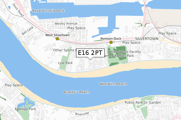 E16 2PT map - small scale - OS Open Zoomstack (Ordnance Survey)