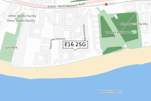 E16 2SG map - large scale - OS Open Zoomstack (Ordnance Survey)