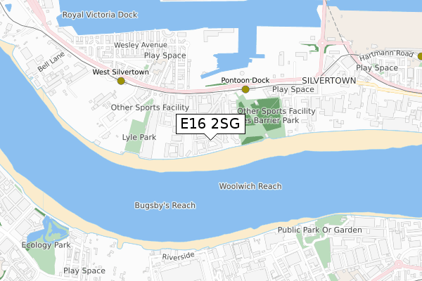 E16 2SG map - small scale - OS Open Zoomstack (Ordnance Survey)