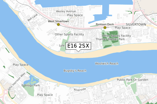 E16 2SX map - small scale - OS Open Zoomstack (Ordnance Survey)