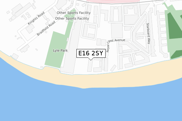 E16 2SY map - large scale - OS Open Zoomstack (Ordnance Survey)