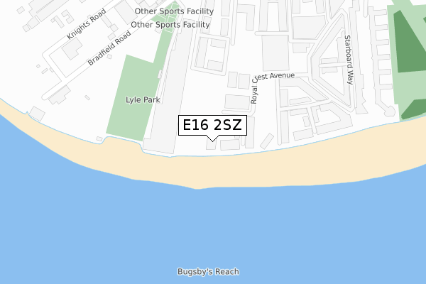 E16 2SZ map - large scale - OS Open Zoomstack (Ordnance Survey)