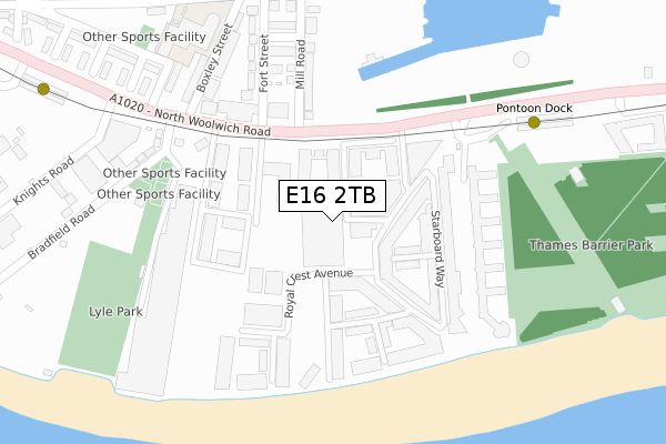 E16 2TB map - large scale - OS Open Zoomstack (Ordnance Survey)