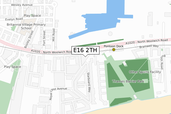 E16 2TH map - large scale - OS Open Zoomstack (Ordnance Survey)