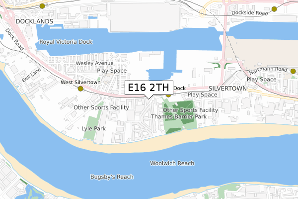 E16 2TH map - small scale - OS Open Zoomstack (Ordnance Survey)