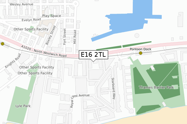 E16 2TL map - large scale - OS Open Zoomstack (Ordnance Survey)