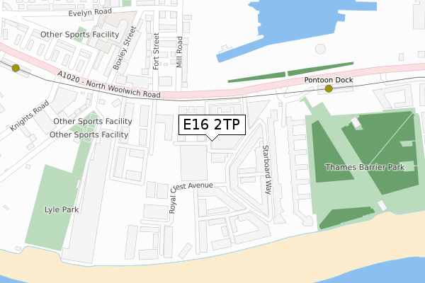 E16 2TP map - large scale - OS Open Zoomstack (Ordnance Survey)