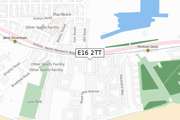 E16 2TT map - large scale - OS Open Zoomstack (Ordnance Survey)