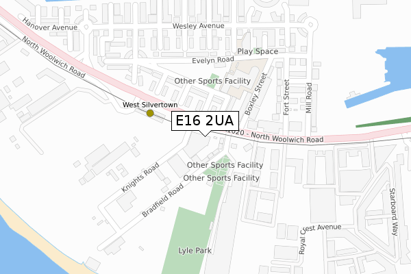 E16 2UA map - large scale - OS Open Zoomstack (Ordnance Survey)