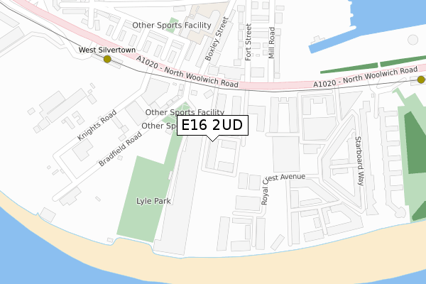 E16 2UD map - large scale - OS Open Zoomstack (Ordnance Survey)