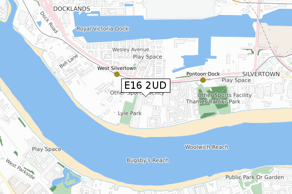 E16 2UD map - small scale - OS Open Zoomstack (Ordnance Survey)