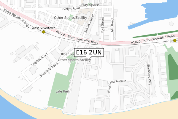 E16 2UN map - large scale - OS Open Zoomstack (Ordnance Survey)