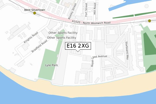 E16 2XG map - large scale - OS Open Zoomstack (Ordnance Survey)