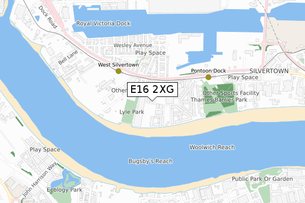 E16 2XG map - small scale - OS Open Zoomstack (Ordnance Survey)