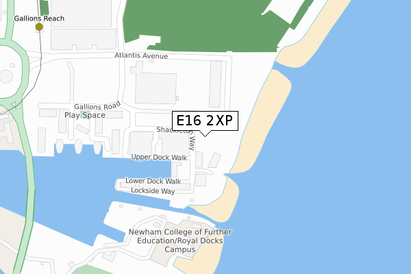 E16 2XP map - large scale - OS Open Zoomstack (Ordnance Survey)