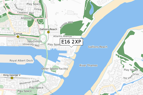 E16 2XP map - small scale - OS Open Zoomstack (Ordnance Survey)