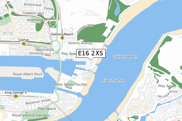 E16 2XS map - small scale - OS Open Zoomstack (Ordnance Survey)