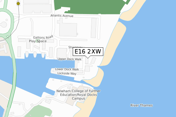 E16 2XW map - large scale - OS Open Zoomstack (Ordnance Survey)