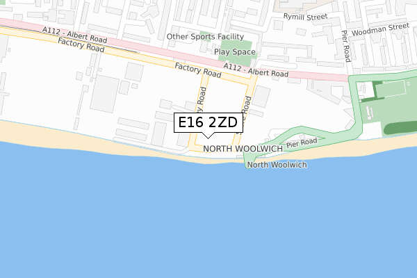 E16 2ZD map - large scale - OS Open Zoomstack (Ordnance Survey)