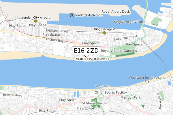 E16 2ZD map - small scale - OS Open Zoomstack (Ordnance Survey)