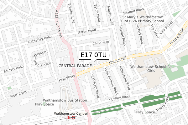 E17 0TU map - large scale - OS Open Zoomstack (Ordnance Survey)